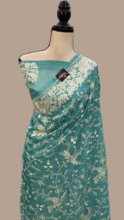 Tussar Silk Handloom Banarasi Saree With Chikankari - The Handlooms