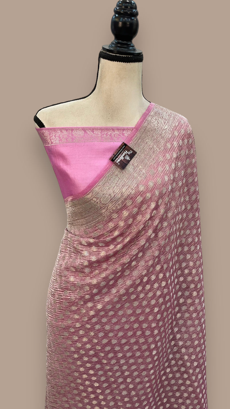 Pure Kora Tissue Crush Handloom Banarasi Saree - The Handlooms