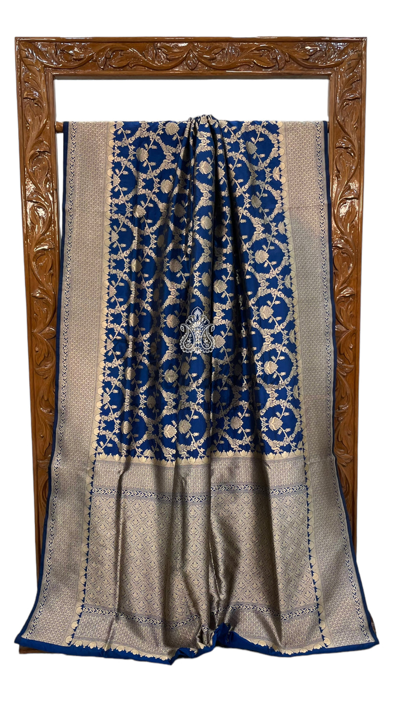 Pure Katan Silk Banarasi Handloom Saree - All Over Jaal Work - The Handlooms