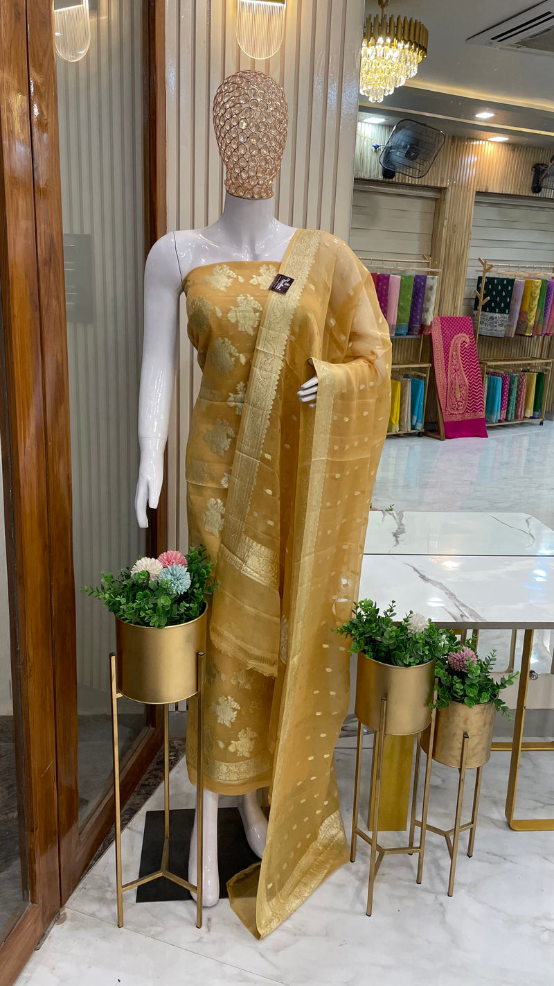 Khaddi Georgette Banarasi Dress material - The Handlooms