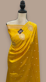 Mango Yellow Pure Mango Silk Banarasi Handloom Saree - The Handlooms