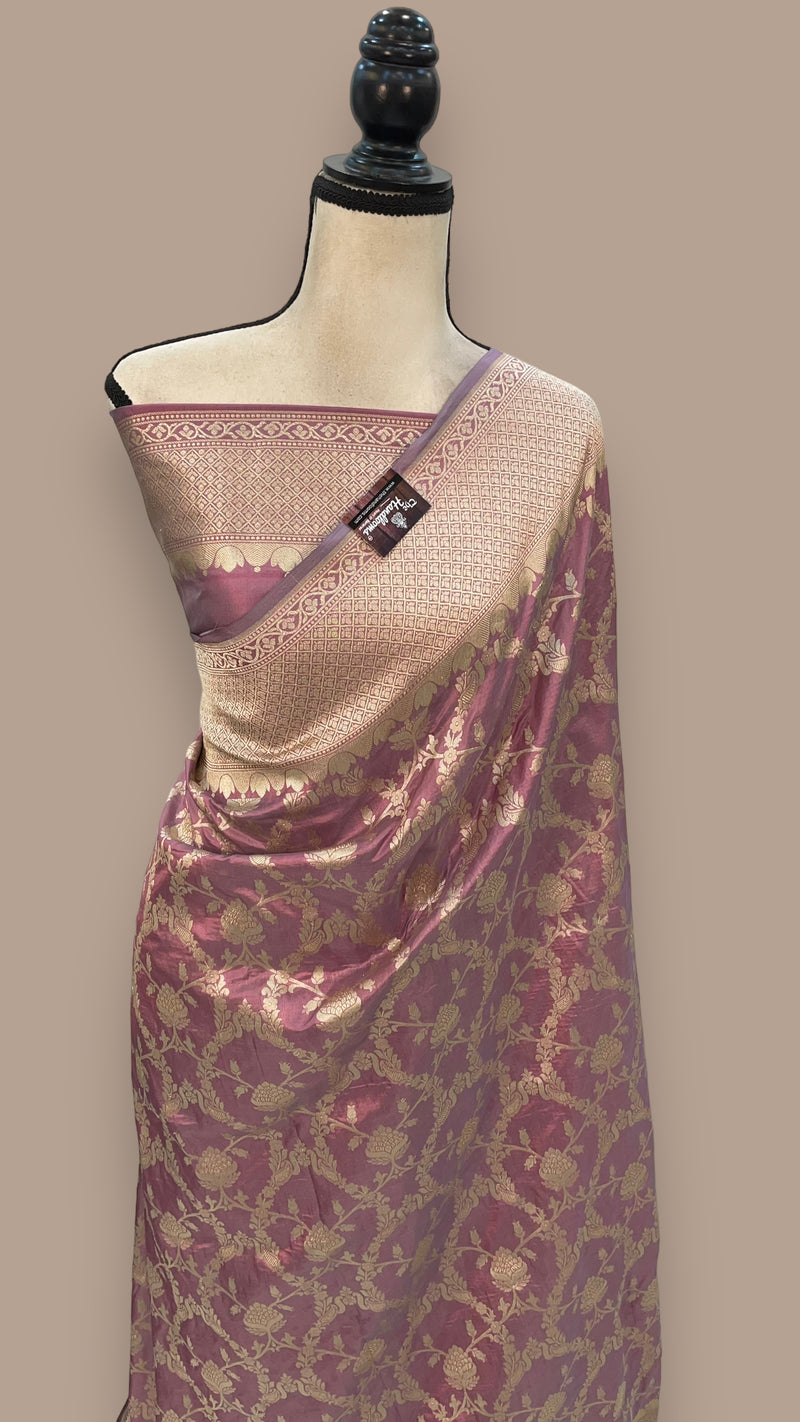 Pure Katan Silk Banarasi Handloom Saree - All Over Jaal Work - The Handlooms
