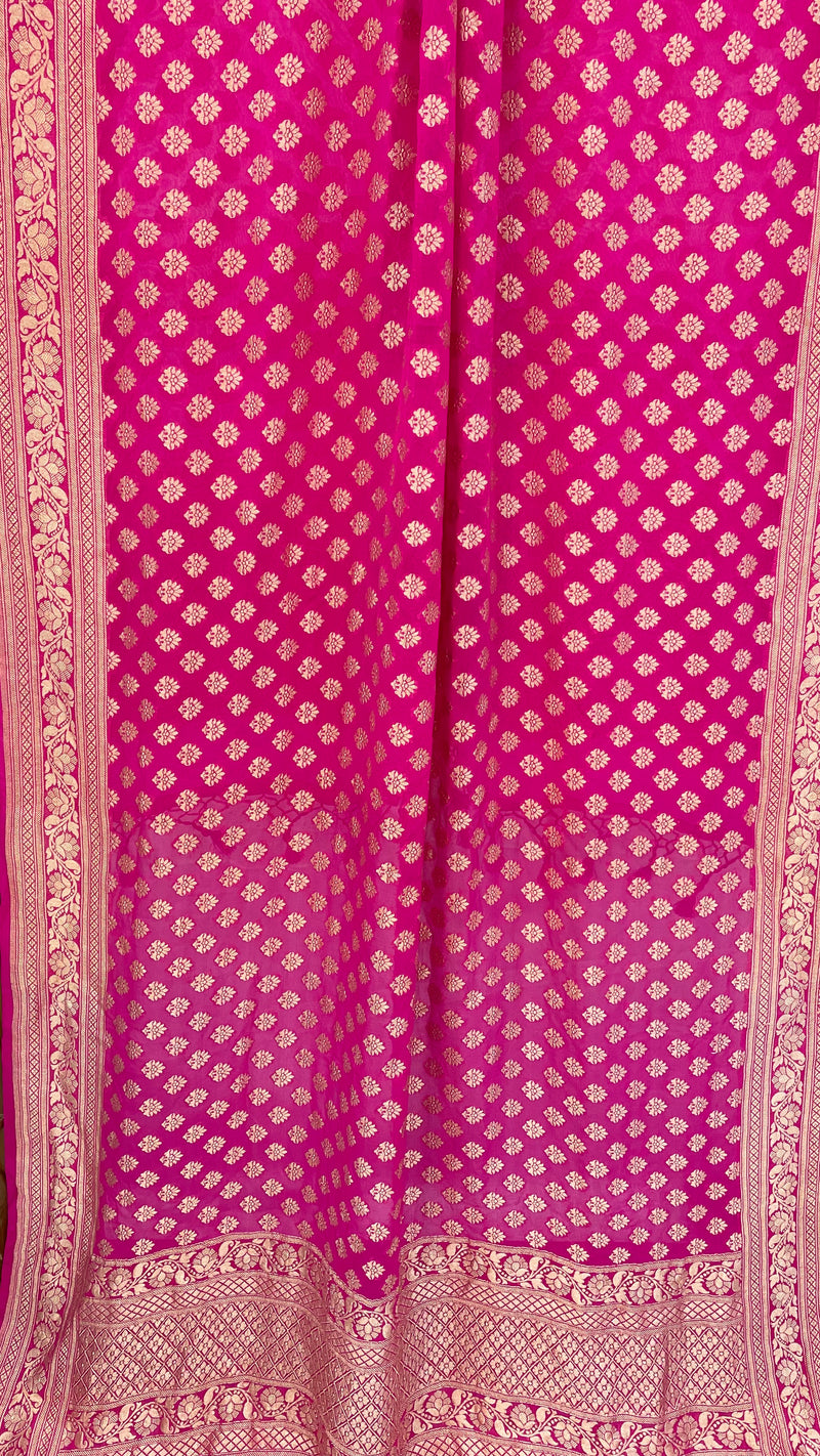 Pure Khaddi Georgette Dupatta - water zari - The Handlooms