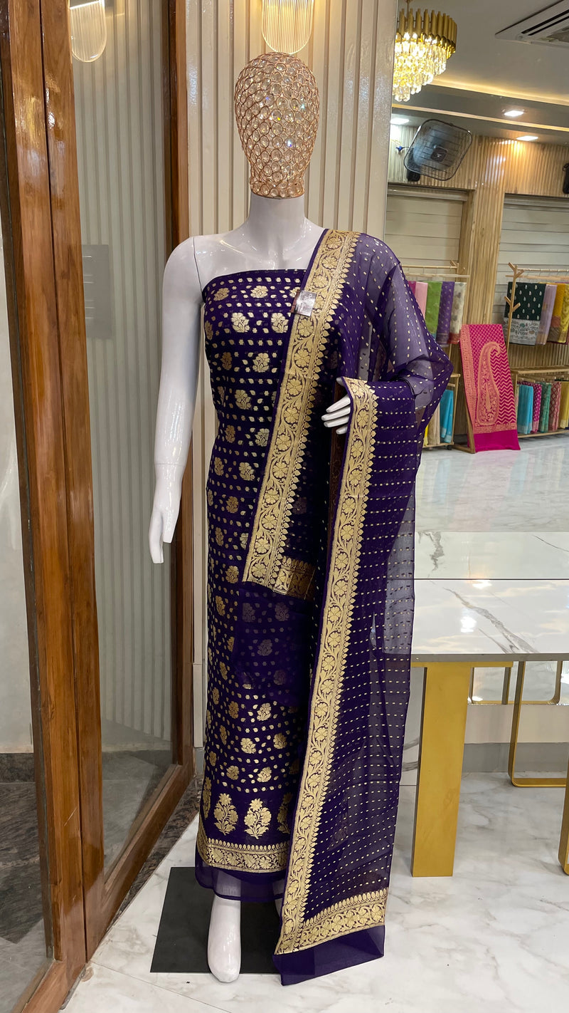 Khaddi Georgette Banarasi Dress material - The Handlooms