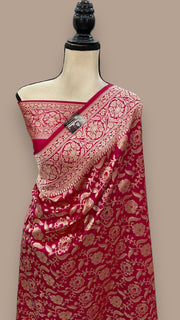 Pure Katan Silk Banarasi Handloom Saree - All Over Jaal Work - The Handlooms