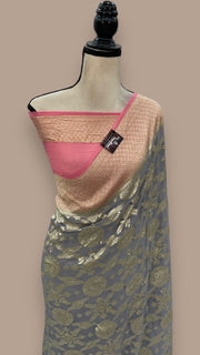 Pure Khaddi Georgette Handloom Banarasi Saree - Water zari - The Handlooms