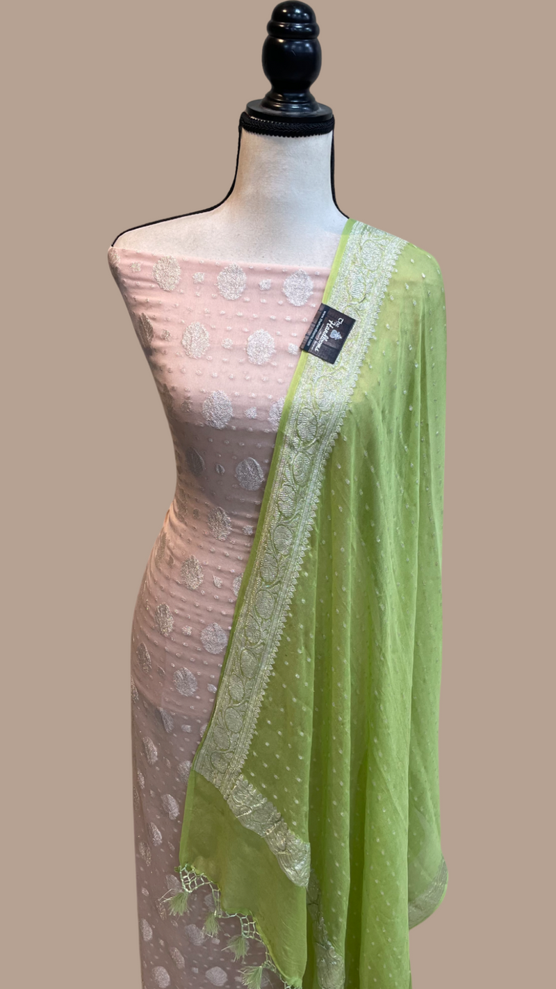 Pure Khaddi Georgette Banarasi Dress material - The Handlooms