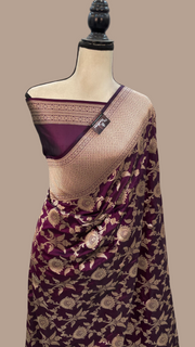 Pure Katan Silk Banarasi Handloom Saree - All over Jaal work - The Handlooms