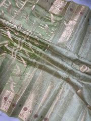 Pure Dupion Silk Banarasi Saree - Gold Zari - The Handlooms