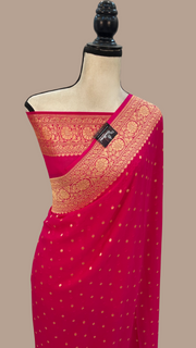 Pure Khaddi Georgette Handloom Banarasi Saree - Gold zari - The Handlooms