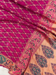 Pure Georgette Banarasi Bandhej Handloom Saree - with meenakari work - The Handlooms