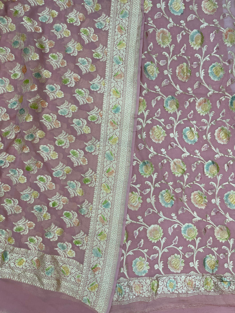 Pure Khaddi Georgette Banarasi Dress material - The Handlooms