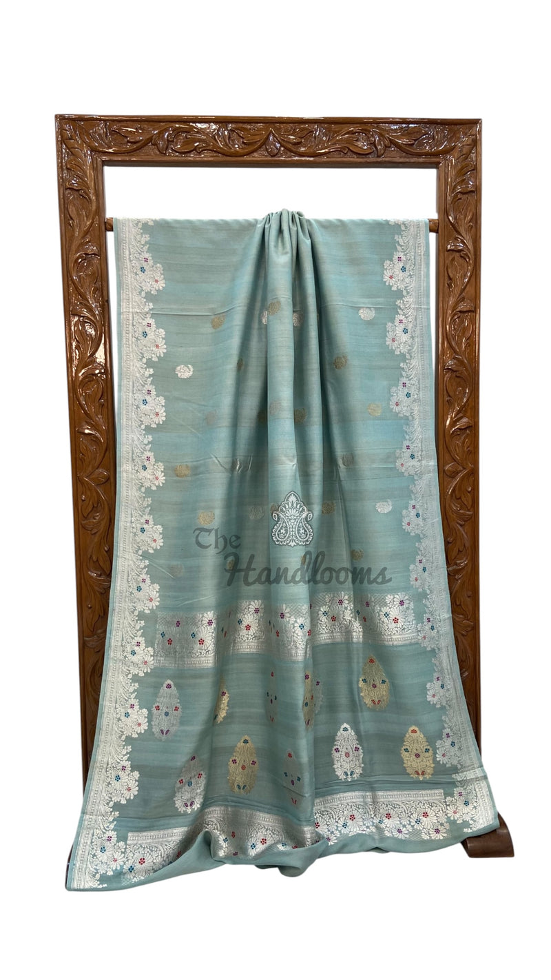 Pure Tussar Georgette Handloom Banarasi Saree With Meenakari