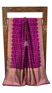 Purple Pure Katan Silk Banarasi Handloom Saree - The Handlooms