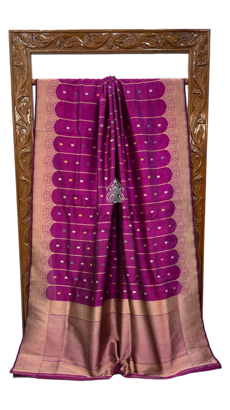 Purple Pure Katan Silk Banarasi Handloom Saree - The Handlooms