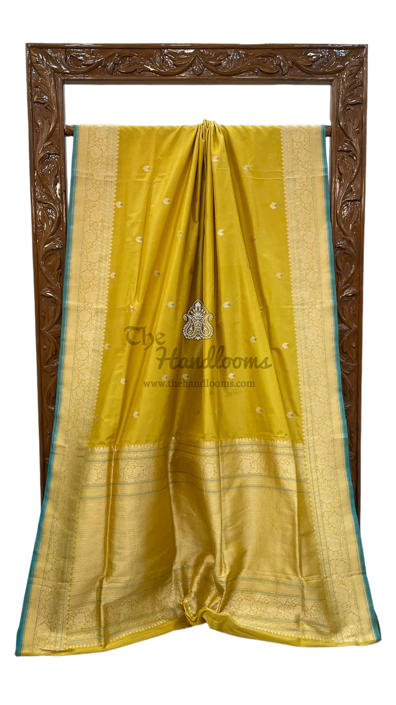 Pure Katan Silk Banarasi Handloom Saree - All over Kadua motifs With Meenakari - The Handlooms