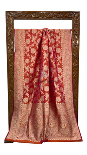 Pure Katan Silk Banarasi Handloom Saree - All Over Jaal Work - The Handlooms
