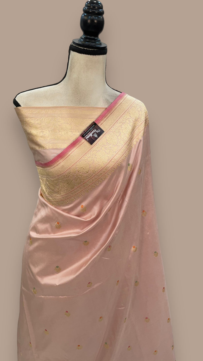 Pure Katan Silk Banarasi Handloom Saree - All over Kadua motifs With Meenakari - The Handlooms