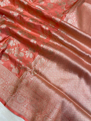 Pure Katan Silk Banarasi Handloom Saree - All Over Jaal Work - The Handlooms