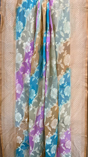 Pure Khaddi Georgette Dupatta - water zari - The Handlooms