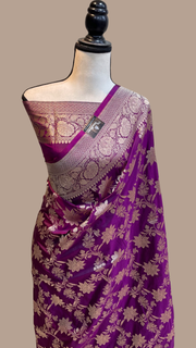 Pure Katan Silk Banarasi Handloom Saree - All Over Jaal Work - The Handlooms
