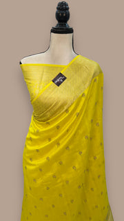 Pure Chiniya Silk Handloom Banarasi Saree with Chikankari - The Handlooms