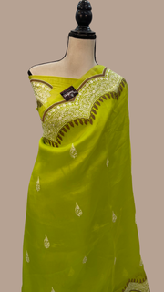 Pure Organza Chikankari Handloom Banarasi Saree - The Handlooms