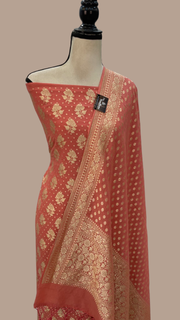 Pure Moonga Georgette Banarasi Dress material - The Handlooms