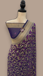 Pure Georgette Banarasi Bandhej Handloom Saree - The Handlooms