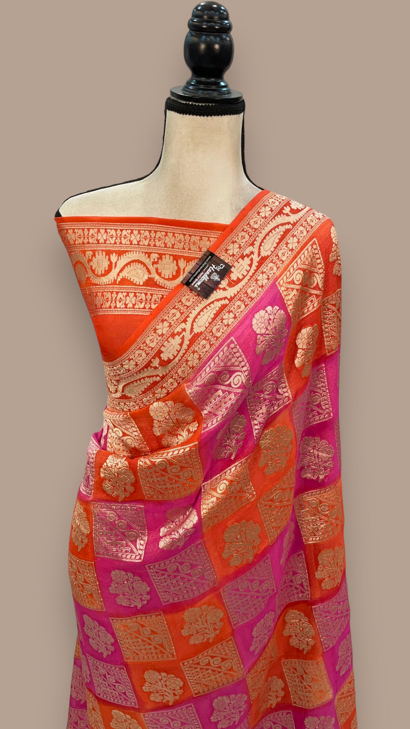 Pure Khaddi Georgette Handloom Banarasi Saree - The Handlooms