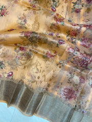 Pure Organza Digital Print Handloom Banarasi Saree - The Handlooms