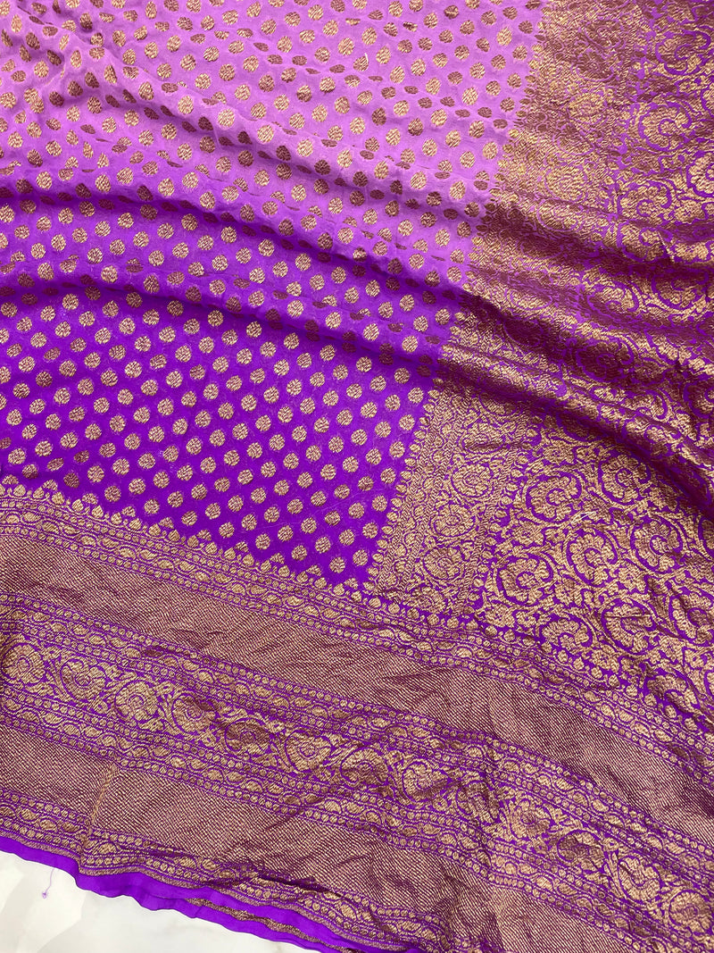 Khaddi Georgette Banarasi Saree -  Antique zari - The Handlooms