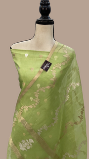 Pure Katan Silk Handlooms Banarasi Dress material With Organza Dupatta - The Handlooms
