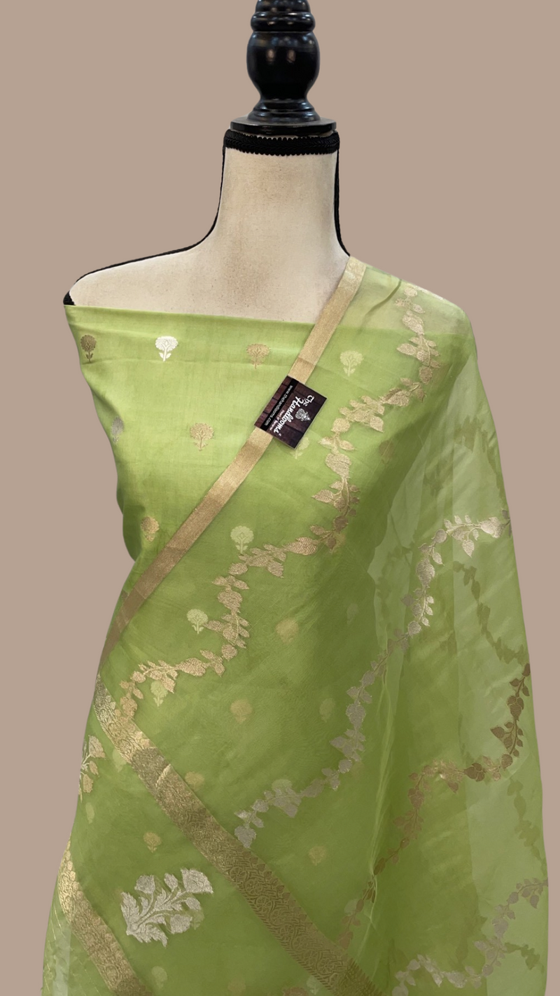 Pure Katan Silk Handlooms Banarasi Dress material With Organza Dupatta - The Handlooms