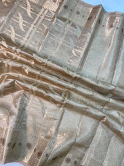 Pure Dupion Silk Banarasi Saree - Gold Zari - The Handlooms