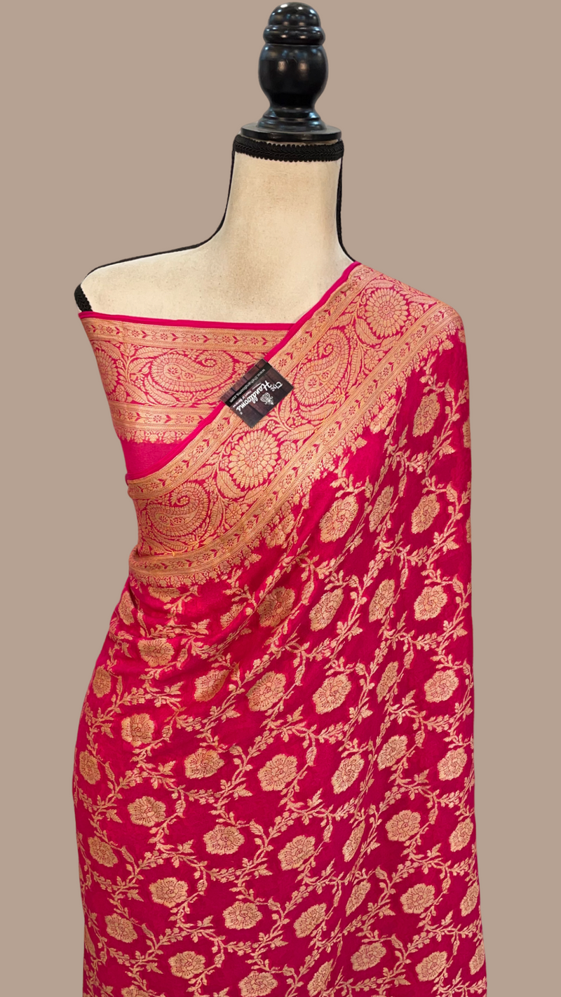 Pure Chiffon Khaddi Banarasi Saree - The Handlooms