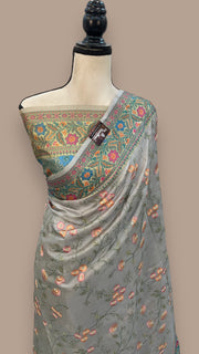Tussar Silk Handloom Banarasi Saree With Chikankari - The Handlooms