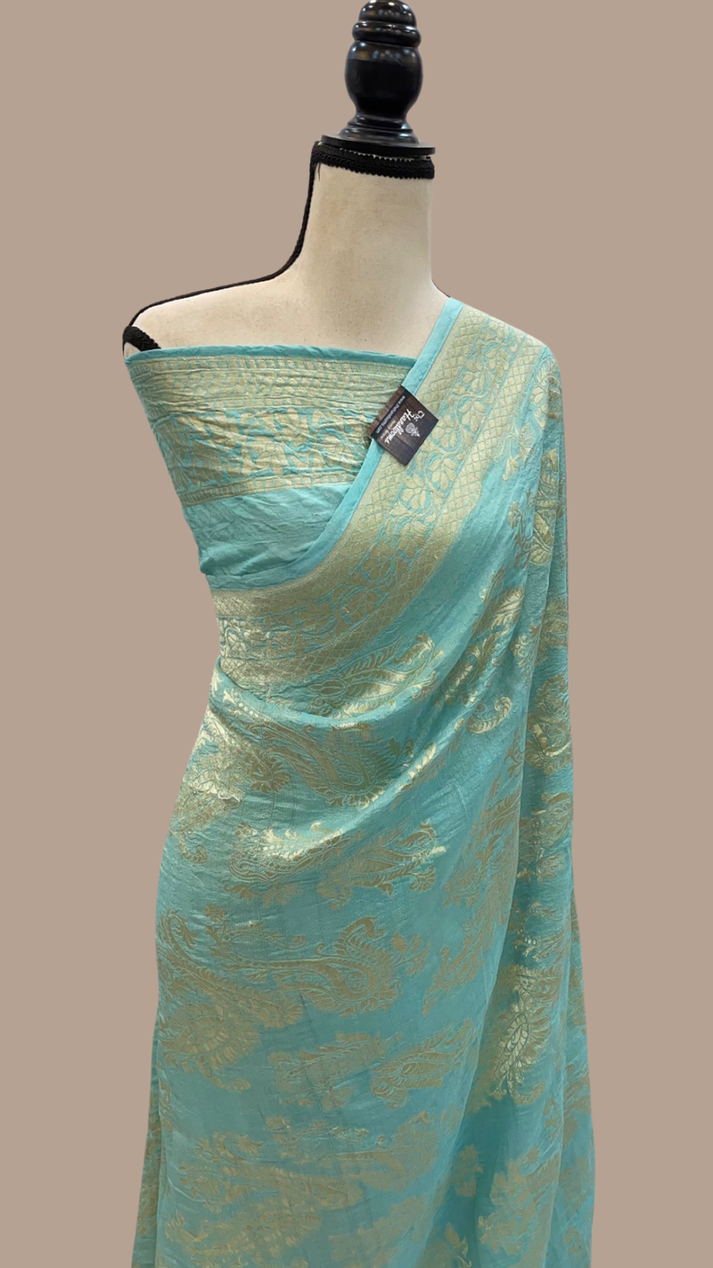 Pure Tussar Georgette Handloom Banarasi Saree - The Handlooms