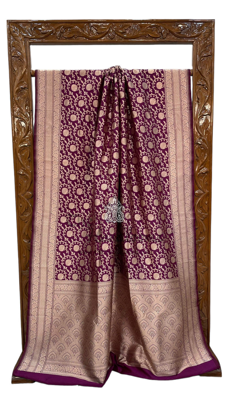 Pure Katan Silk Banarasi Handloom Saree - All over Jaal work - The Handlooms