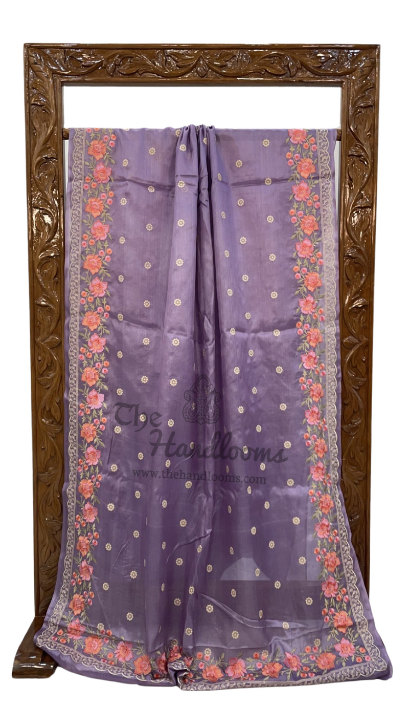Tussar Silk Handloom Banarasi Saree With Chikankari - The Handlooms