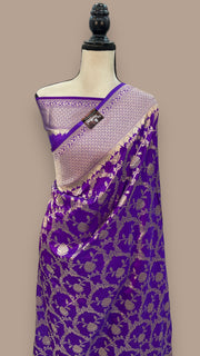 Pure Katan Silk Banarasi Handloom Saree - All Over Jaal Work - The Handlooms