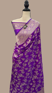 Pure Katan Silk Banarasi Handloom Saree - All Over Jaal Work - The Handlooms