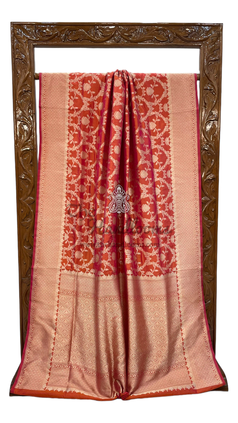 Pure Katan Silk Banarasi Handloom Saree - All Over Jaal Work - The Handlooms