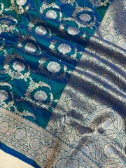 Pure Katan Silk Banarasi Handloom Saree - All over Sona Roopa Jaal work - The Handlooms