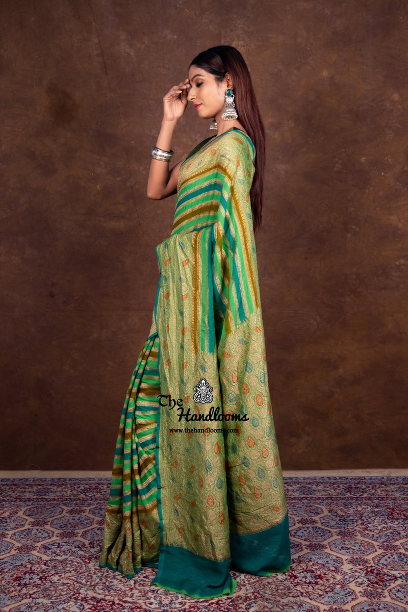 Pure Khaddi Georgette Banarasi Saree -  Antique zari - The Handlooms