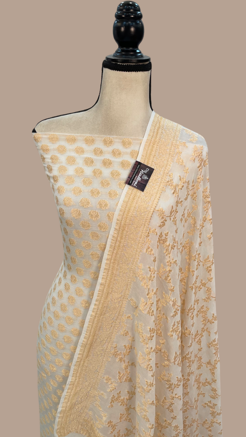 Pure Khaddi Georgette Banarasi Dress material - The Handlooms