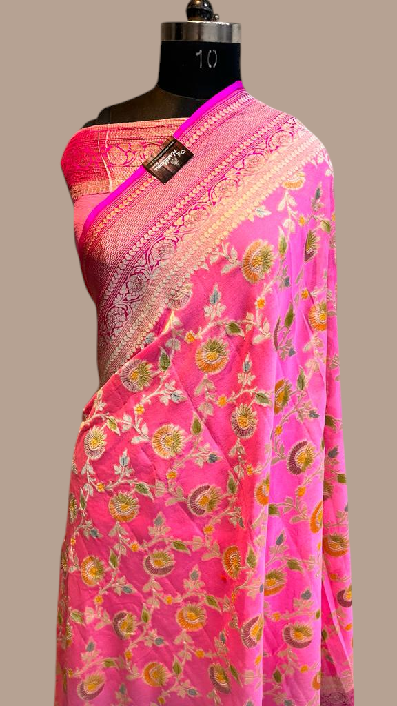 Khaddi Georgette Handloom Banarasi Saree - The Handlooms
