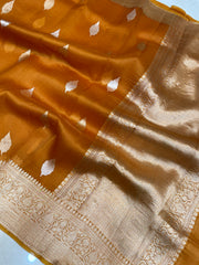 Pure Kora Handloom Banarasi Saree - Sona Roopa Alfi Kadua Boota - The Handlooms