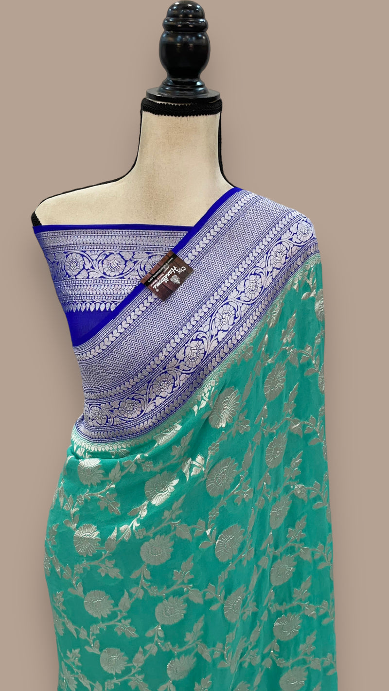 Pure Khaddi Georgette Handloom Banarasi Saree - The Handlooms