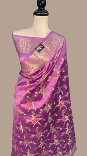 Pure Dupion Silk Banarasi Saree - Gold Zari - The Handlooms